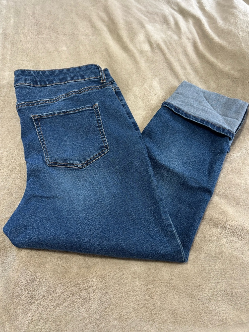 Maurices Dark Blue Cropped Jeans - Fold Cuff Detail